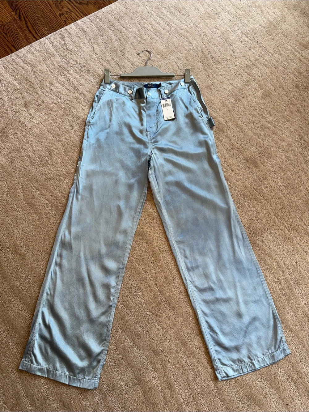 Polo Ralph Lauren Denim-Look Silk Charmeuse Cargo Pants